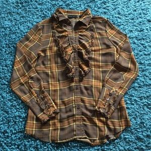 Plaid New York & Company Sheer Blouse